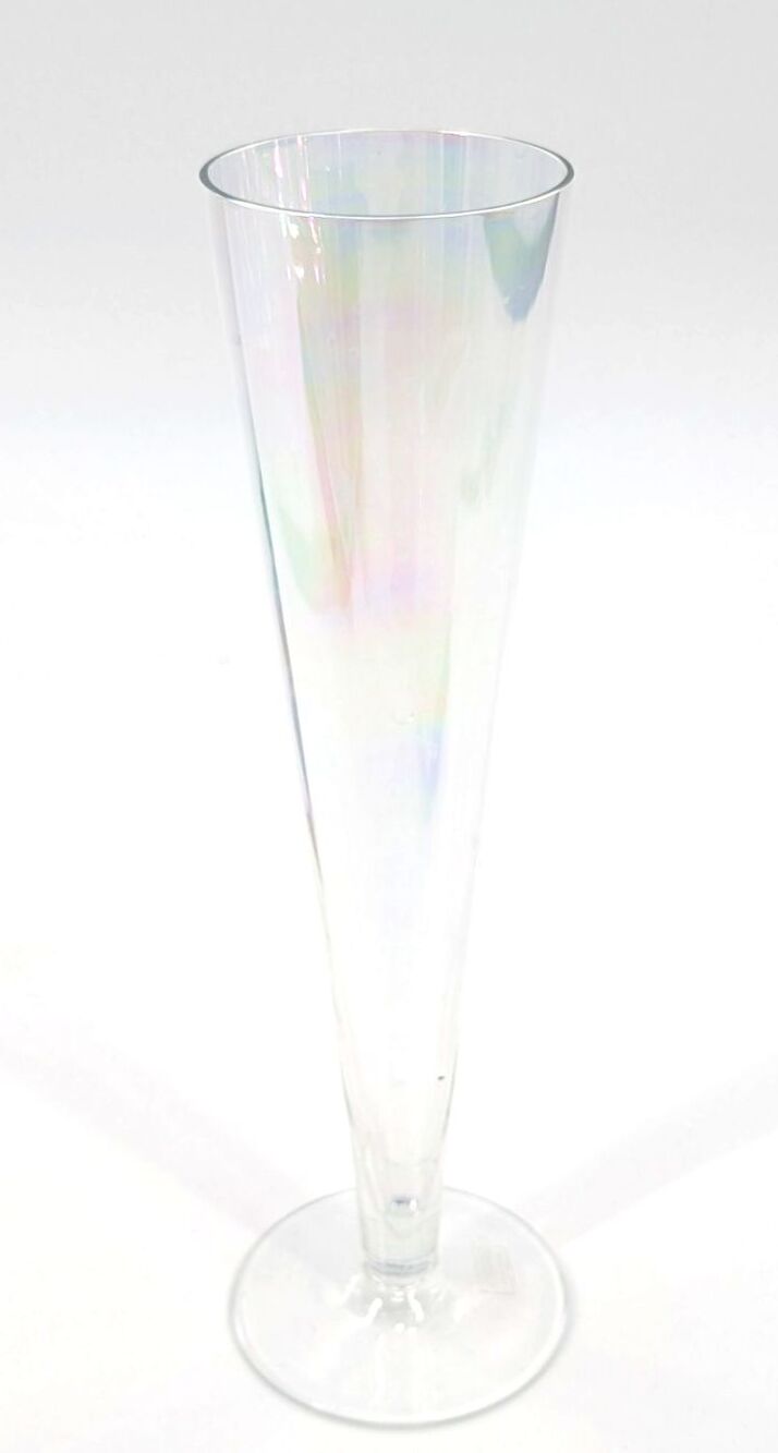 Krosno Clear Iridescent Glass Champagne Flute Vase Made In Poland 10 Inches
